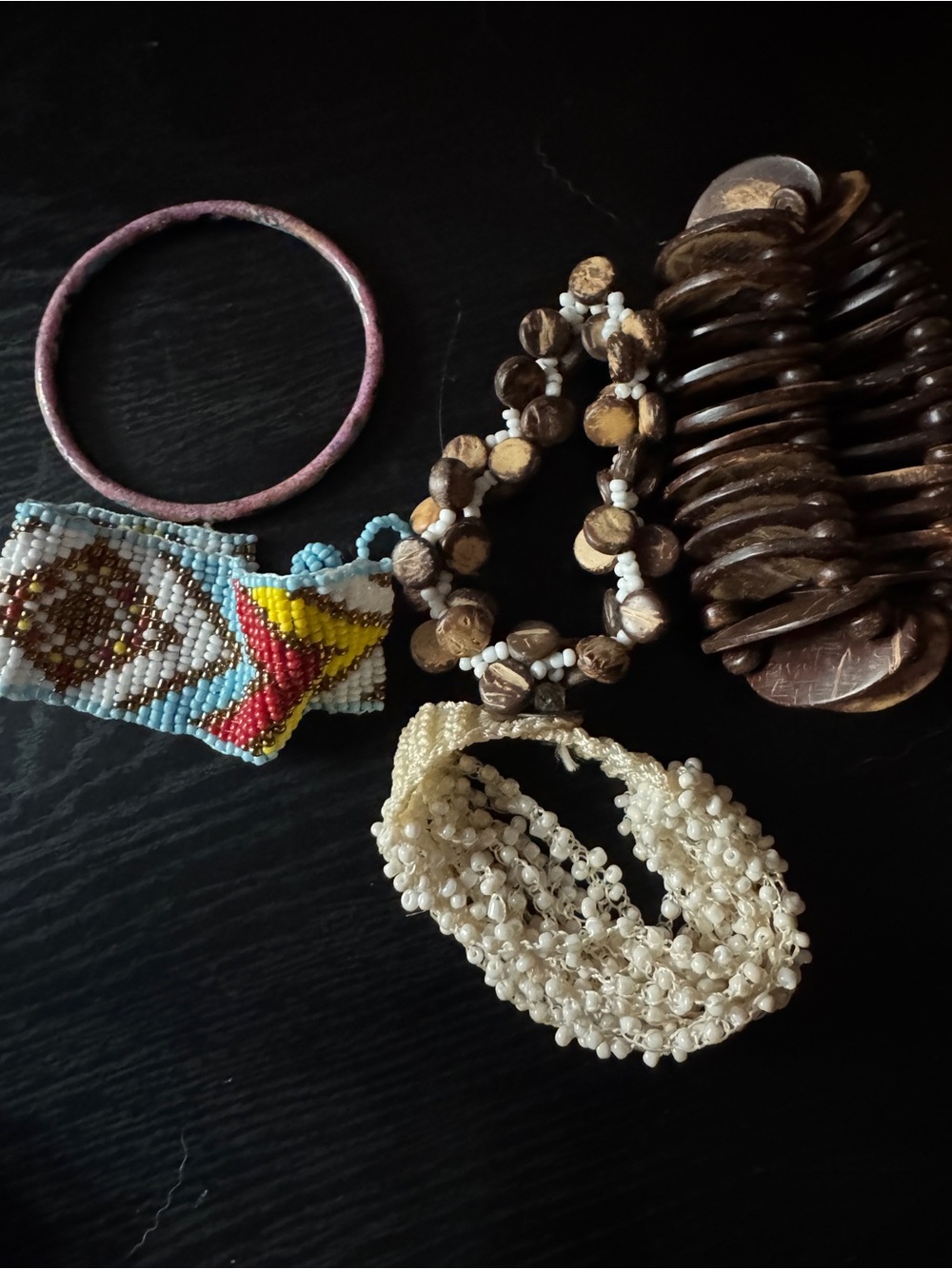 Handmade Beaded and Shell Bracelet Set - Neutral and Multicolor